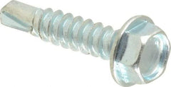 Value Collection - #8, Hex Washer Head, Hex Drive, 3/4" Length Under Head, #2 Point, Self Drilling Screw - Grade 1016-1024 Steel, Zinc-Plated Finish - Benchmark Tooling