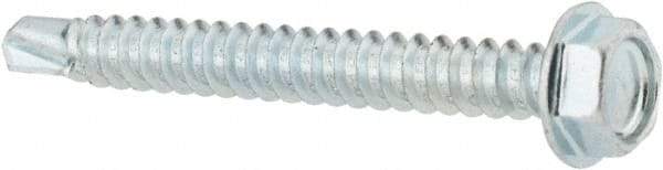 Value Collection - #8, Hex Washer Head, Hex Drive, 1-1/2" Length Under Head, #2 Point, Self Drilling Screw - Grade 1016-1024 Steel, Zinc-Plated Finish - Benchmark Tooling