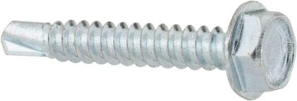 Value Collection - #10, Hex Washer Head, Hex Drive, 1-1/4" Length Under Head, #3 Point, Self Drilling Screw - Grade 1016-1024 Steel, Zinc-Plated Finish - Benchmark Tooling