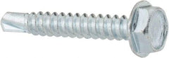 Value Collection - #10, Hex Washer Head, Hex Drive, 1-1/4" Length Under Head, #3 Point, Self Drilling Screw - Grade 1016-1024 Steel, Zinc-Plated Finish - Benchmark Tooling