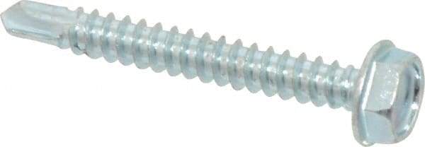 Value Collection - #10, Hex Washer Head, Hex Drive, 1-1/2" Length Under Head, #3 Point, Self Drilling Screw - Grade 1016-1024 Steel, Zinc-Plated Finish - Benchmark Tooling