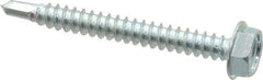 Value Collection - #10, Hex Washer Head, Hex Drive, 1-3/4" Length Under Head, #3 Point, Self Drilling Screw - Grade 1016-1024 Steel, Zinc-Plated Finish - Benchmark Tooling