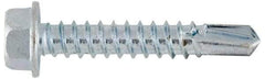 Value Collection - #12, Hex Washer Head, Hex Drive, 3" Length Under Head, #3 Point, Self Drilling Screw - Grade 1016-1024 Steel, Zinc-Plated Finish - Benchmark Tooling