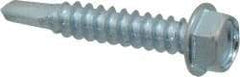 Value Collection - #12, Hex Washer Head, Hex Drive, 1-1/4" Length Under Head, #3 Point, Self Drilling Screw - Grade 1016-1024 Steel, Zinc-Plated Finish - Benchmark Tooling
