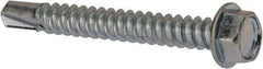 Value Collection - #12, Hex Washer Head, Hex Drive, 1-3/4" Length Under Head, #3 Point, Self Drilling Screw - Grade 1016-1024 Steel, Zinc-Plated Finish - Benchmark Tooling