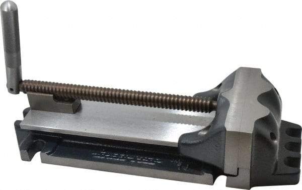 Cardinal Tool - 8" Jaw Opening Capacity x 2" Throat Depth, Horizontal Drill Press Vise - 6" Wide Jaw, Stationary Base, Rapid Action, 17" OAL x 3-7/8" Overall Height, Steel - Benchmark Tooling