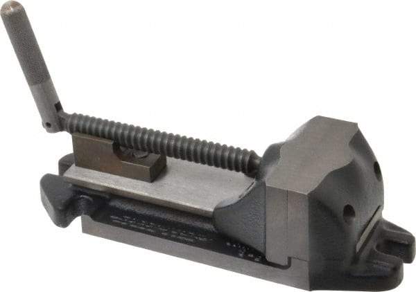 Cardinal Tool - 3" Jaw Opening Capacity x 1-1/2" Throat Depth, Horizontal Drill Press Vise - 3" Wide Jaw, Stationary Base, Rapid Action, 9" OAL x 2-9/16" Overall Height, Steel - Benchmark Tooling