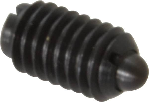 Gibraltar - 3/8-16, 5/8" Thread Length, 0.11" Plunger Projection, Steel Threaded Spring Plunger - 0.186" Max Plunger Diam, 0.625" Plunger Length, 4.5 Lb Init End Force, 18.5 Lb Final End Force - Benchmark Tooling