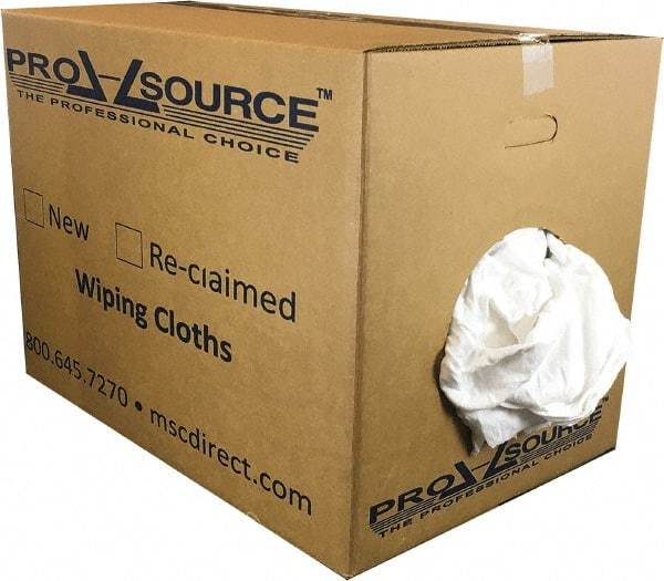 PRO-SOURCE - Wide Virgin Cotton Rags - White, Fleece and Sweatshirt, Low Lint, 50 Lbs. at 3 to 4 per Pound, Box - Benchmark Tooling