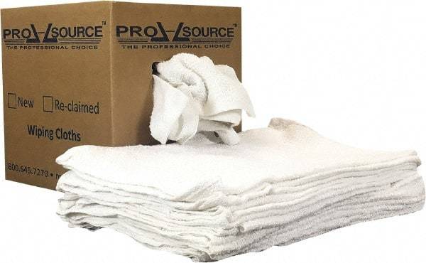 PRO-SOURCE - 19 Inch Long x 16 Inch Wide Virgin Utility Cotton Towels - White, Terry Cloth, Low Lint, 5 Lbs. at 3 to 4 per Pound, Box - Benchmark Tooling