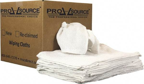 PRO-SOURCE - 19 Inch Long x 16 Inch Wide Virgin Utility Cotton Towels - White, Terry Cloth, Low Lint, 10 Lbs. at 3 to 4 per Pound, Box - Benchmark Tooling