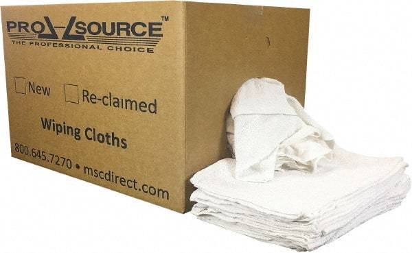 PRO-SOURCE - 19 Inch Long x 16 Inch Wide Virgin Utility Cotton Towels - White, Terry Cloth, Low Lint, 25 Lbs. at 3 to 4 per Pound, Box - Benchmark Tooling