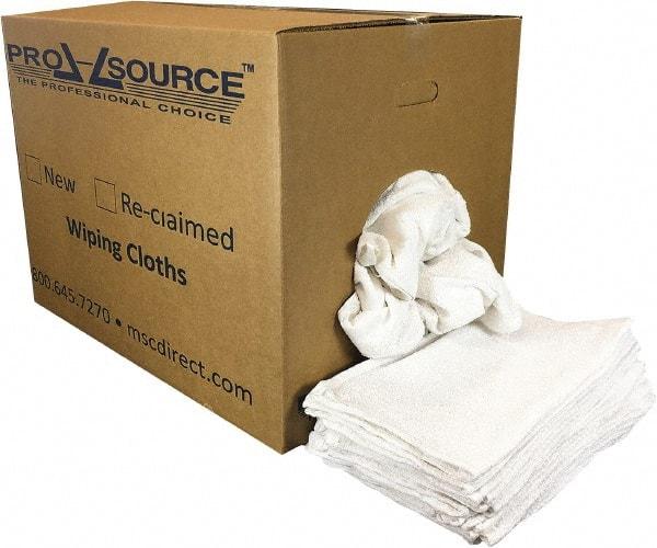 PRO-SOURCE - 19 Inch Long x 16 Inch Wide Virgin Utility Cotton Towels - White, Terry Cloth, Low Lint, 50 Lbs. at 3 to 4 per Pound, Box - Benchmark Tooling