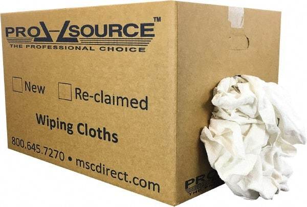 PRO-SOURCE - Reclaimed Cotton Polishing and Dust Cloths - White, Flannel, Low Lint, 25 Lbs. at 3 to 4 per Pound, Box - Benchmark Tooling