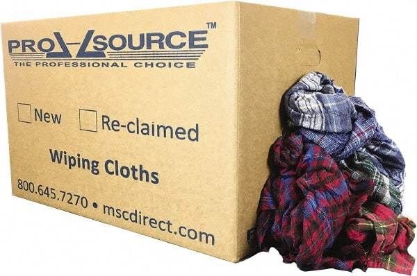 PRO-SOURCE - Reclaimed Cotton Polishing and Dust Cloths - Assorted Colors, Flannel, Low Lint, 25 Lbs. at 3 to 4 per Pound, Box - Benchmark Tooling