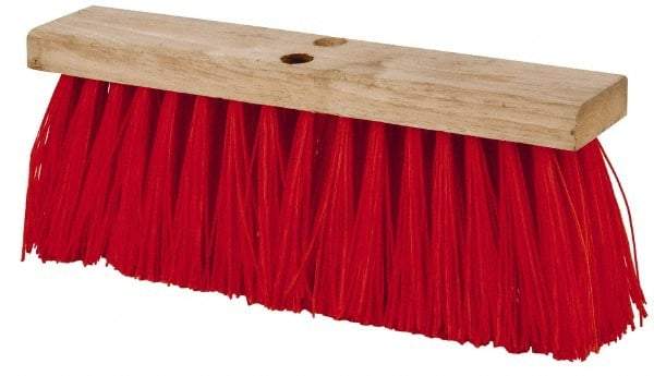 PRO-SOURCE - 16" Rough Surface Synthetic Push Broom - 3-1/4" Bristle Length, Wood Block, Tapered Handle Connection, Handle Sold Separately - Benchmark Tooling