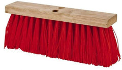 PRO-SOURCE - 16" Rough Surface Synthetic Push Broom - 3-1/4" Bristle Length, Wood Block, Tapered Handle Connection, Handle Sold Separately - Benchmark Tooling