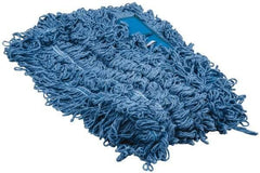 PRO-SOURCE - 48" Long x 5" Wide Yarn Blend Dust Mop Head - Snap-On, Blue, Looped Head - Benchmark Tooling