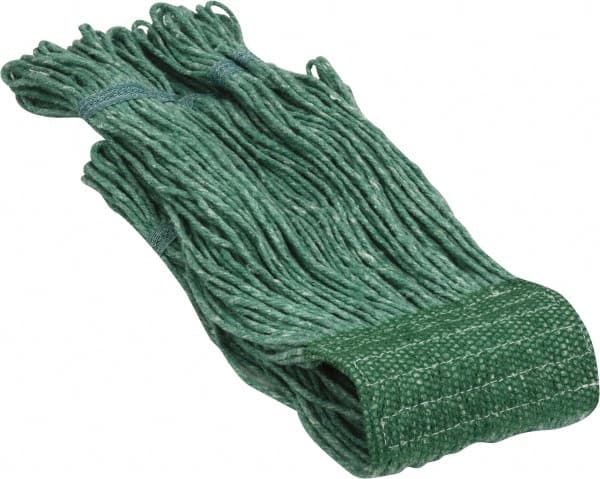 PRO-SOURCE - 5" Green Head Band, Medium Blended Fiber Loop End Mop Head - 4 Ply, Clamp Jaw Connection, Use for General Purpose - Benchmark Tooling