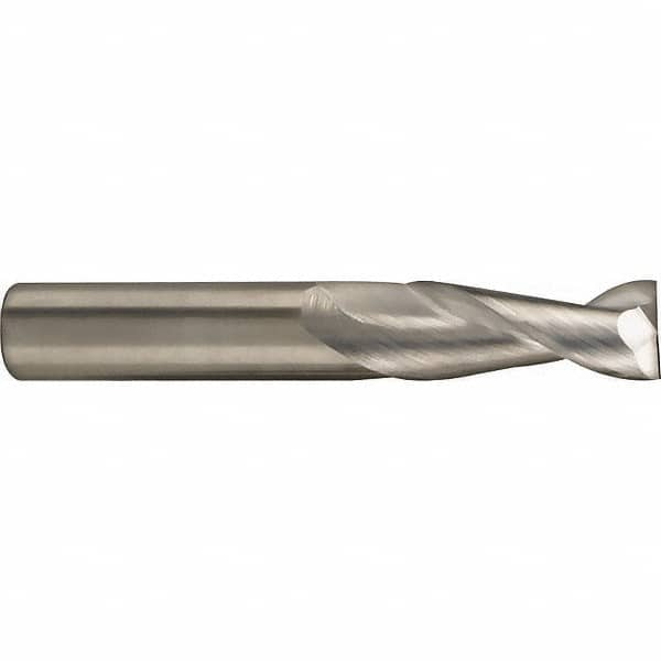 SGS - 14mm, 26mm LOC, 14mm Shank Diam, 83mm OAL, 2 Flute, Solid Carbide Square End Mill - Single End, Uncoated, Spiral Flute, 35° Helix, Centercutting, Right Hand Cut, Right Hand Flute, Series 47M - Benchmark Tooling