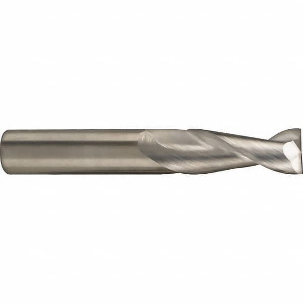 SGS - 12mm, 26mm LOC, 12mm Shank Diam, 83mm OAL, 2 Flute, Solid Carbide Square End Mill - Single End, Uncoated, Spiral Flute, 35° Helix, Centercutting, Right Hand Cut, Right Hand Flute, Series 47M - Benchmark Tooling