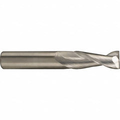 SGS - 16mm, 32mm LOC, 16mm Shank Diam, 92mm OAL, 2 Flute, Solid Carbide Square End Mill - Single End, Uncoated, Spiral Flute, 35° Helix, Centercutting, Right Hand Cut, Right Hand Flute, Series 47M - Benchmark Tooling