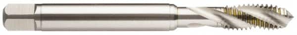 Guhring - 1/2-13 UNC 4 Flute 2BX Modified Bottoming Spiral Flute Tap - Powdered Metal, TiCN Finish, 110mm OAL, Right Hand Flute, Right Hand Thread, Series 2912 - Benchmark Tooling