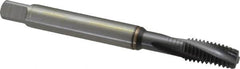 Guhring - 3/8-16 UNC 4 Flute 2BX Modified Bottoming Spiral Flute Tap - Powdered Metal, TiCN Finish, 100mm OAL, Right Hand Flute, Right Hand Thread, Series 2912 - Benchmark Tooling