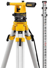 DeWALT - 20x Magnification, 5 to 200 Ft. Measuring Range, Transit Optical Level Kit - Accuracy 1/4 Inch at 100 Ft., Kit Includes Aluminum Tripod with Quick Adjust Legs - Benchmark Tooling