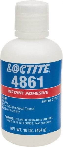 Loctite - 1 Lb Bottle Clear Instant Adhesive - Series 4861, 20 sec Fixture Time, 24 hr Full Cure Time, Bonds to Metal & Plastic - Benchmark Tooling