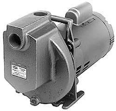 American Machine & Tool - 115/230 Volt, 1 Phase, 1/2 HP, Chemical Transfer Self Priming Centrifugal Pump - 1 Inch Inlet, Stainless Steel and Cast Iron Housing, Stainless Steel Impeller, 48 Ft. Shut Off, Viton Seal - Benchmark Tooling