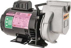 American Machine & Tool - 115/230 Volt, 1 Phase, 1/3 HP, Chemical Transfer Self Priming Centrifugal Pump - 1 Inch Inlet, Stainless Steel and Cast Iron Housing, Stainless Steel Impeller, 44 Ft. Shut Off, Viton Seal - Benchmark Tooling