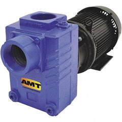 American Machine & Tool - 230/460 Volt, 3 Phase, 7-1/2 HP, Self Priming Centrifugal Pump - 3 Inch Inlet, 110 Head Pressure, Cast Iron Housing, Bronze Impeller - Benchmark Tooling