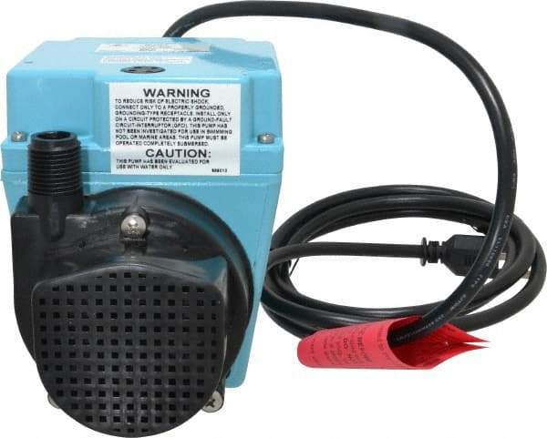 Little Giant Pumps - 1/12 HP, 10.6 psi, Aluminum Miniature Submersible Pump - 3/4 Inch Inlet, 1/2 Inch Outlet, 6 Ft. Long Power Cord, 3.5 Amp - Benchmark Tooling