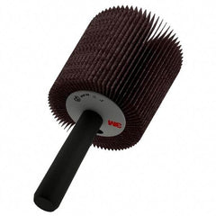 3M - 1" Diam x 1" Face Width, Medium Aluminum Oxide Coated Mounted Flap Wheel - 1/4" Shank Mount, 60 Grit, XE Weighted Cloth Backing, 30,000 Max RPM - Benchmark Tooling