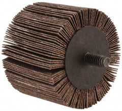 3M - 2" Diam x 1-1/2" Face Width, Very Fine Aluminum Oxide Coated Mounted Flap Wheel - 1/4-20 Threaded Mount, 180 Grit, XE Weighted Cloth Backing, 20,000 Max RPM - Benchmark Tooling