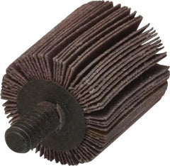 3M - 1" Diam x 1" Face Width, Extra Fine Aluminum Oxide Coated Mounted Flap Wheel - 1/4-20 Threaded Mount, 320 Grit, XE Weighted Cloth Backing, 25,000 Max RPM - Benchmark Tooling