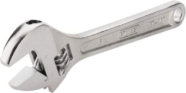 Stanley - 3/4" Jaw Capacity, 6" Standard Adjustable Wrench - Chrome Vanadium Steel, Chrome Finish, 6-1/4" OAL - Benchmark Tooling