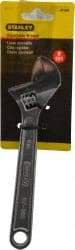 Stanley - 1" Jaw Capacity, 8" Standard Adjustable Wrench - Chrome Vanadium Steel, Chrome Finish, 8-1/8" OAL - Benchmark Tooling