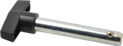 Value Collection - 1/2" Diam, 3" Usable Length, T Handle, Quick Release Pin - 3" OAL, Grade C1010/C1022 Steel, Zinc-Plated Finish - Benchmark Tooling