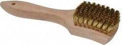 PRO-SOURCE - 5/8" Bristle Length, Brass Scouring Brush - 3" Long x 2-5/8" Wide Head, 8-7/8" OAL, White, Wood Block - Benchmark Tooling