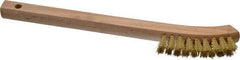 Made in USA - 5/8" Bristle Length, Brass Scouring Brush - 2-7/8" Long x 1/2" Wide Head, 8-5/8" OAL, Hardwood Block - Benchmark Tooling