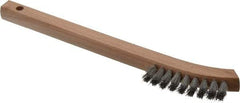 Made in USA - 1/2" Bristle Length, Aluminum Scouring Brush - 2-7/8" Long x 1/2" Wide Head, 8-5/8" OAL, Hardwood Block - Benchmark Tooling