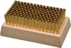 Made in USA - 3/4" Bristle Length, Brass Cleaning & Finishing Brush - 4-1/4" Long x 2-1/2" Wide Head, 4-1/4" OAL, Hardwood Block - Benchmark Tooling