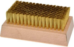 Made in USA - 3/4" Bristle Length, Brass Cleaning & Finishing Brush - 4-1/4" Long x 2-1/2" Wide Head, 4-1/4" OAL, Hardwood Block - Benchmark Tooling