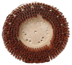 Made in USA - 16" Diam Floor Brush - 14" Machine, 1-1/2" Trim Length, Orange Pad, Nylon - Benchmark Tooling