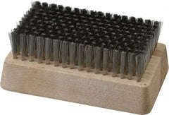 Made in USA - 3/4" Bristle Length, Stainless Steel Cleaning & Finishing Brush - 4-1/4" Long x 2-1/2" Wide Head, 4-1/4" OAL, Hardwood Block - Benchmark Tooling