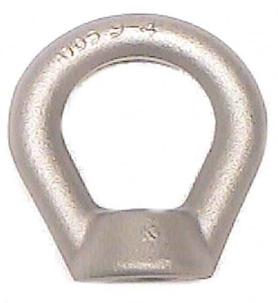 Made in USA - 10,000 Lb Capacity, M20x2.5 Thread, Carbon Steel Heavy Duty Lifting Eye Nut - Grade C-1030, 5" Long x 5" High, 2-1/4" Inside & 4" Outside Eye Diam, 1-9/16" Bell/Base Width - Benchmark Tooling