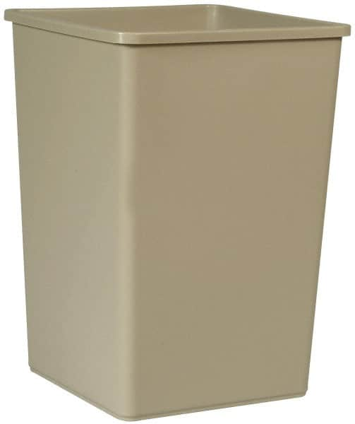 Rubbermaid - 35 Gal Beige Square Trash Can - Polyethylene, 27-5/8" High x 19-1/2" Long x 19-1/2" Wide - Benchmark Tooling