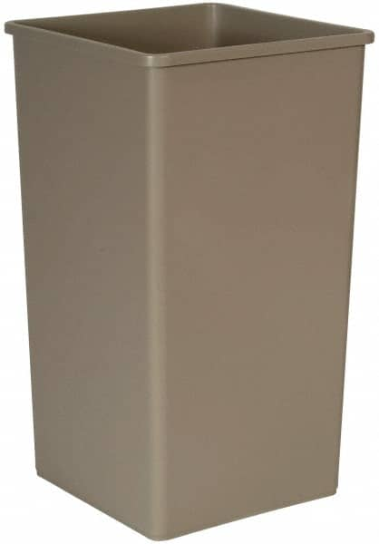 Rubbermaid - 50 Gal Gray Square Trash Can - Polyethylene, 34-1/4" High x 19-1/2" Long x 19-1/2" Wide - Benchmark Tooling